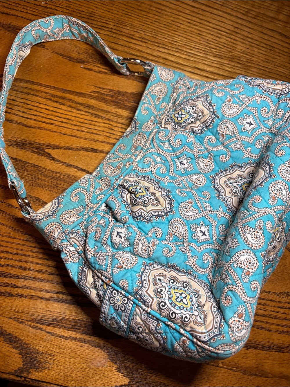 Vera Bradley Teal Paisley Quilted Shoulder Bag